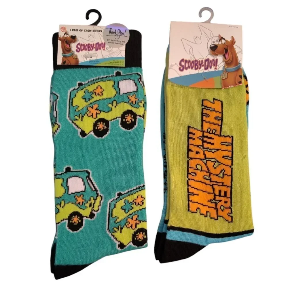 WB 4 Pairs Colorful Neon Scooby Doo Printed‎ Crew Socks NWT